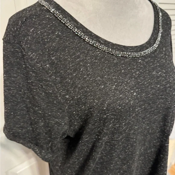 Torrid Classic Fit Jersey Crew Neck Rhinestone Pocket Roll Sleeve tee - Picture 2 of 6